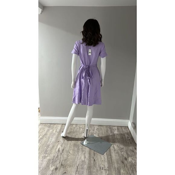 Rosso35 Purple Short Sleeved Linen Dress Size 4 (40) - Picture 6 of 7